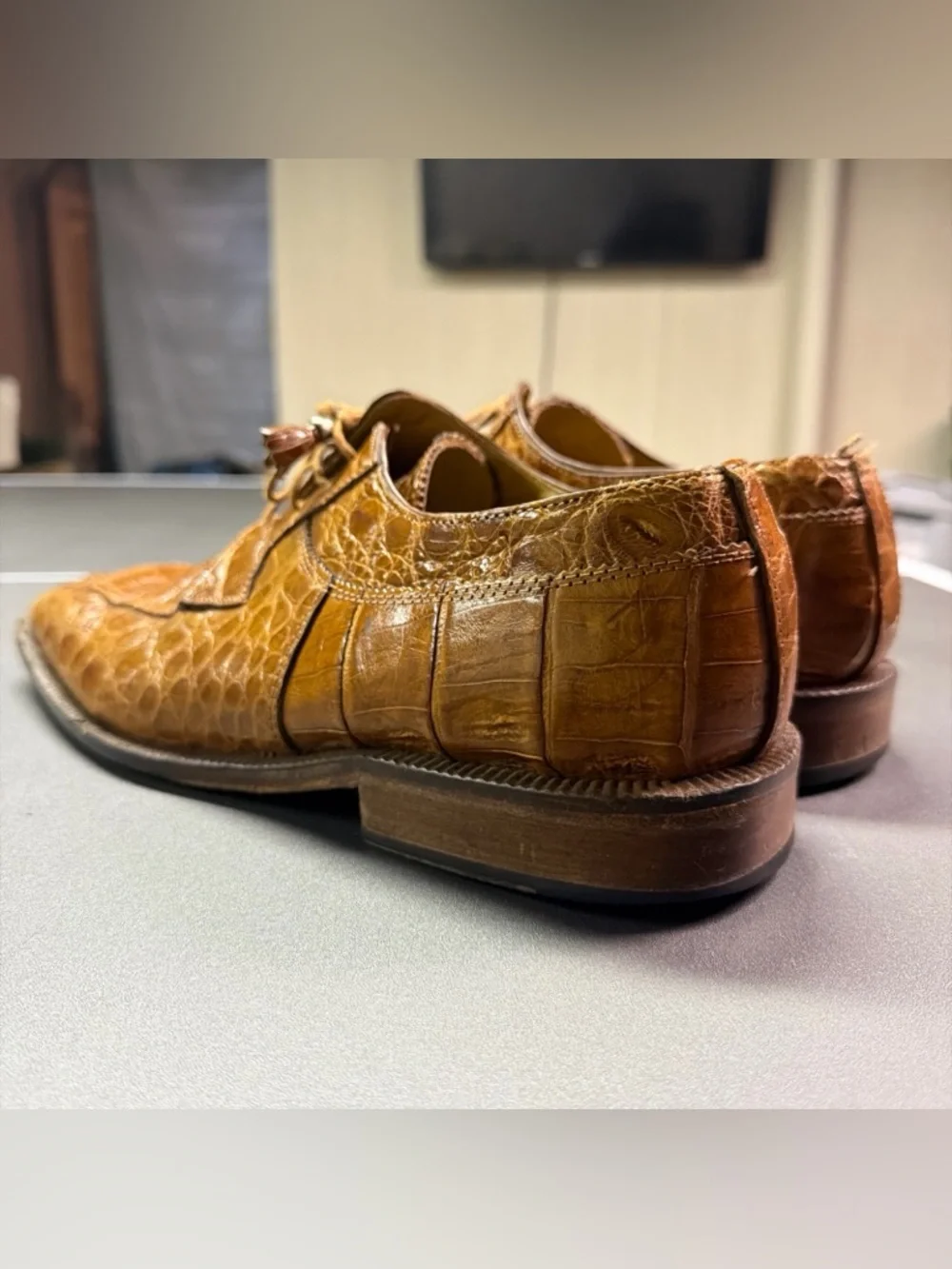 David Eden‎ Men's Alligator Leather Dress Derby Shoes Size 11 Brown